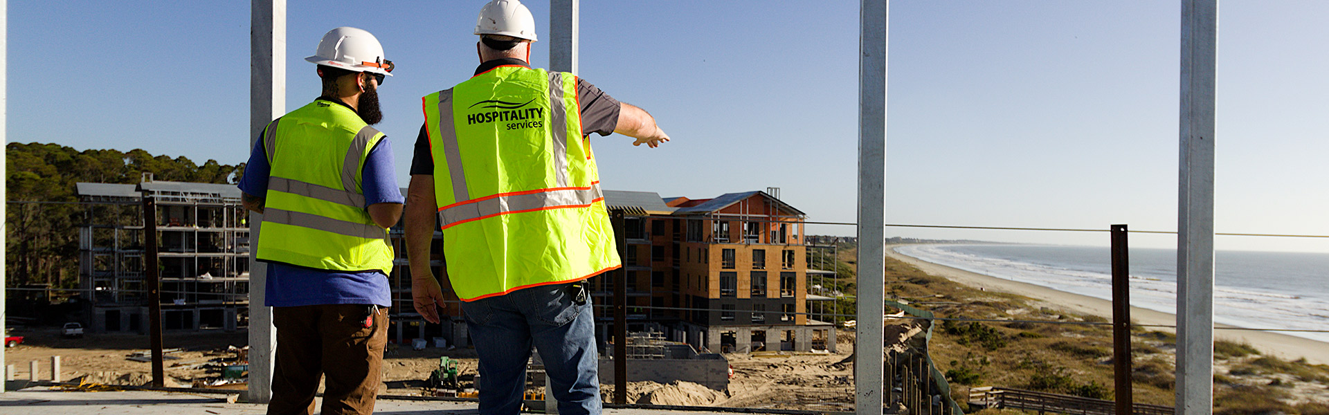 Two men at a construction site